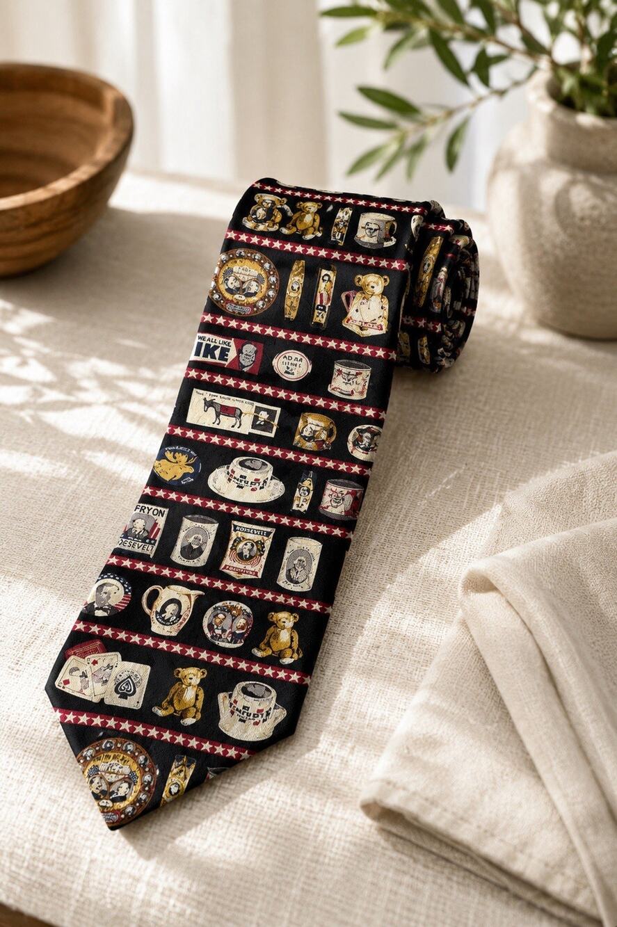 Vintage Smithsonian Institution Mens 100% Silk Tie Americana Patriotic President